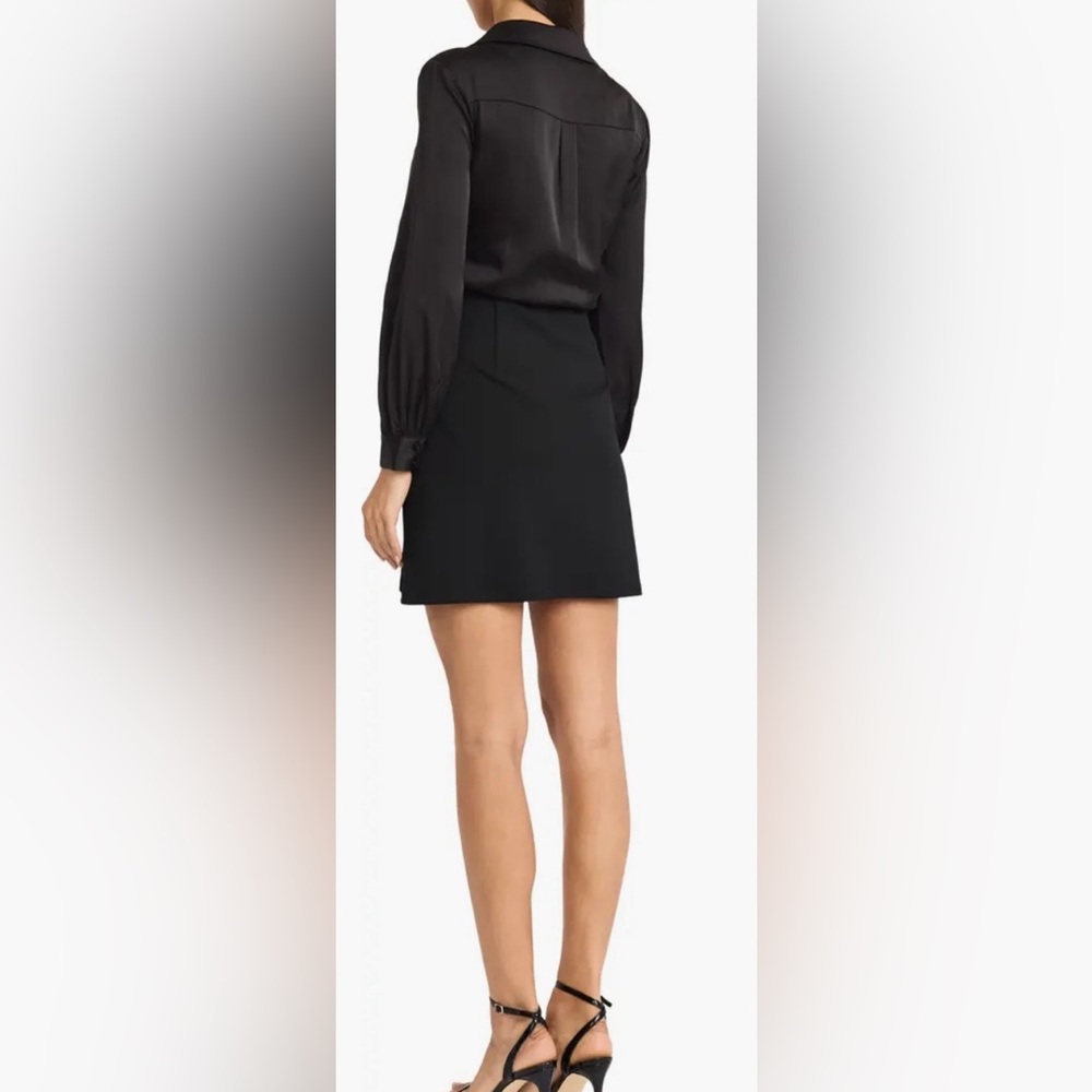 Donna Morgan Wrap Front Mini Dress - Black - Sz:2 - Picture 3 of 7